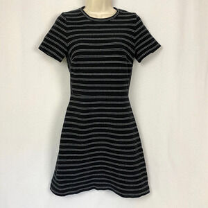 Madewell Sweater Dress Womens 4 Striped Upstage Mini Black White Retro Sheath